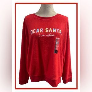 No Boundaries Size XL/XG  “Dear Santa” Red Fashion Sweatshirt